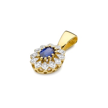 Pandantiv Aur 14K cu Safir 0.70 ct si Diamante Naturale 0.10 ct - Img 2