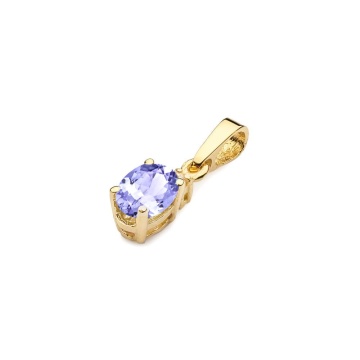 Pandantiv Aur 14K cu Tanzanit 0.40 ct si Diamant Natural 0.01 ct - Img 2
