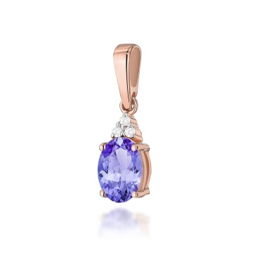Pandantiv Aur 14K cu Tanzanit 0.70 ct si Diamante Naturale 0.03 ct - Img 2