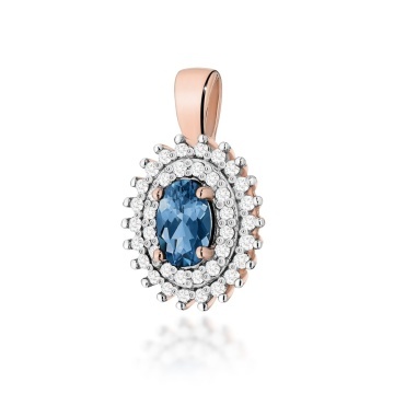 Pandantiv Aur 14K cu Topaz London Blue 0.50 ct si Diamante Naturale 0.19 ct - Img 5