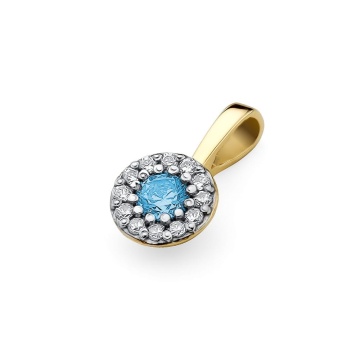 Pandantiv Aur 14K cu Topaz Swiss 0.15 ct si Diamante Naturale 0.10 ct - Img 2
