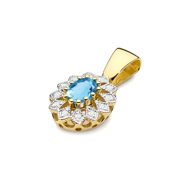 Pandantiv Aur 14K cu Topaz Swiss 0.50 ct si Diamante Naturale 0.10 ct - Img 2