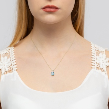 Pandantiv Aur 14K cu Topaz Swiss 2.40 ct si Diamant Natural 0.01 ct - Img 4