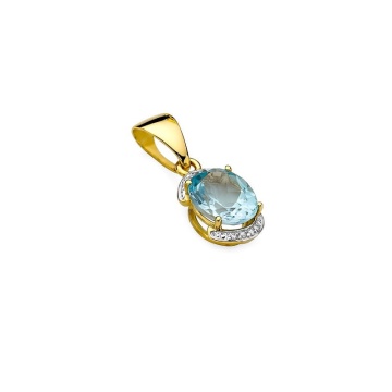 Pandantiv Aur 14K cu Topaz Swiss 3.00 ct si Diamante Naturale 0.04 ct - Img 2