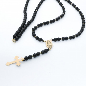 Rozariu Unisex cu Onix si bile din aur 14k - personalizabil - Img 3