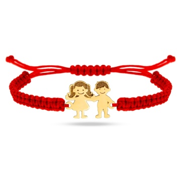 Bratara Childly cu snur si copii din aur 14k