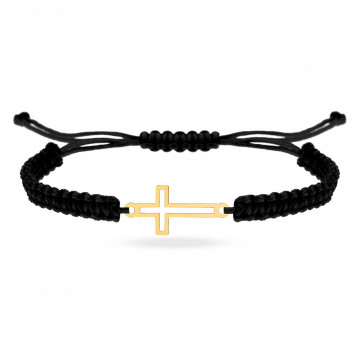 Bratara cu snur si cruce decupata 2cm din aur 14k