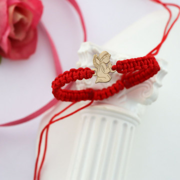 Bratara cu snur si ingeras - Aur 14k - Img 3