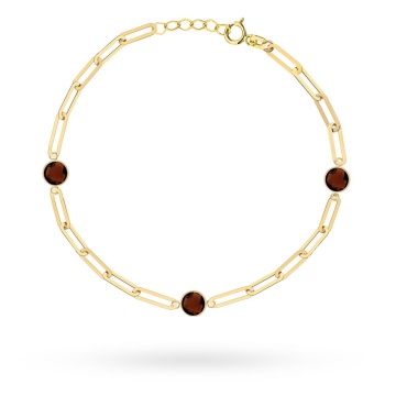 Brățară Elegantă Din Aur 14K Cu Zale Și Cuarț Maro - Img 2