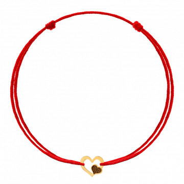 Bratara Heart Collection cu snur si inimioara din aur 14k