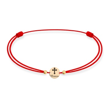 Brățară pentru Copii cu Bănuț 7mm Personalizat cu Nume și Cruce din Aur 14K - Img 2