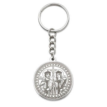 Breloc cu banut 25mm din Argint 925 - Temă Religioasă