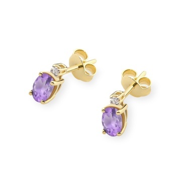 Cercei Aur 14K cu Ametist 0.40 ct si Diamante Naturale 0.03 ct - Img 2