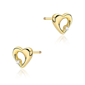 Cercei Aur 14K cu Diamant Natural 0.01 ct Filet cu Protectie