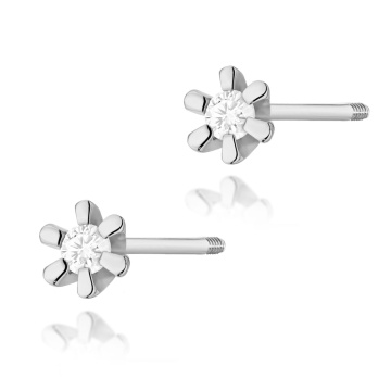 Cercei Aur 14K cu Diamant Natural 0.02 ct Filet cu Protectie - Img 3