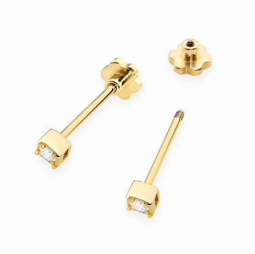 Cercei Aur 14K cu Diamant Natural 0.03 ct Filet cu Protectie - Img 2