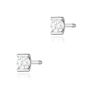 Cercei Aur 14K cu Diamant Natural 0.04 ct Filet cu Protectie - Img 5