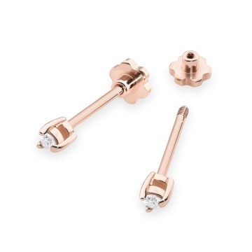 Cercei Aur 14K cu Diamant Natural 0.04 ct Filet cu Protectie - Img 4