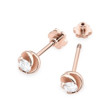 Cercei Aur 14K cu Diamant Natural 0.08 ct Filet cu Protectie - Img 8