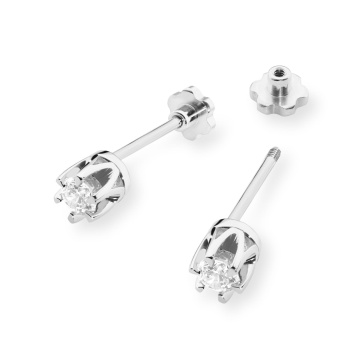 Cercei Aur 14K cu Diamant Natural 0.08 ct Filet cu Protectie - Img 4