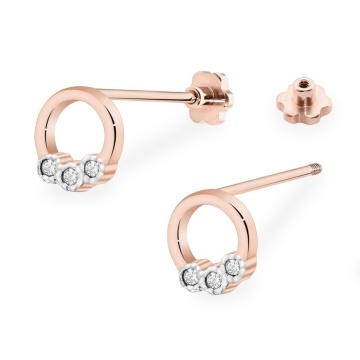 Cercei Aur 14K cu Diamant Natural Filet cu Protectie - Img 5