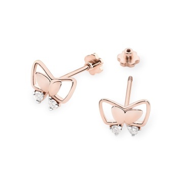 Cercei Aur 14K cu Diamante Naturale 0.08 ct Filet cu Protectie - Img 4