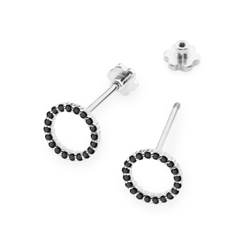 Cercei Aur 14K cu Diamante Naturale Negre 0.20 ct Filet cu Protectie - Img 8