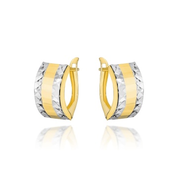 Cercei Aur 14k cu Model Ajurat in Doua Culori