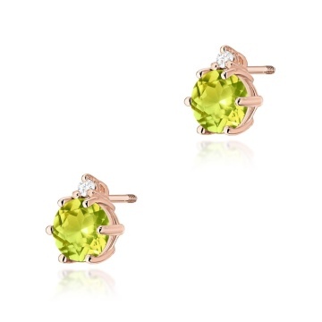 Cercei Aur 14K cu Peridot 0.60 ct si Diamante Naturale 0.03 ct Filet cu Protectie - Img 3