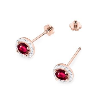 Cercei Aur 14K cu Rubin 0.60 ct si Diamante Naturale 0.24 ct Filet cu Protectie - Img 5