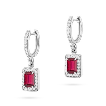 Cercei Aur 14K cu Rubin 0.80 ct si Diamante Naturale 0.34 ct - Img 2