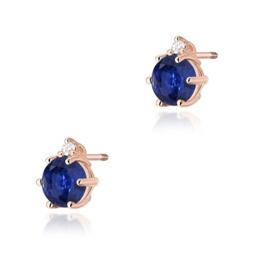 Cercei Aur 14K cu Safir 0.50 ct si Diamante Naturale 0.03 ct Filet cu Protectie - Img 3
