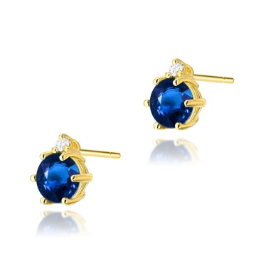 Cercei Aur 14K cu Safir 0.50 ct si Diamante Naturale 0.03 ct - Img 1