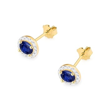 Cercei Aur 14K cu Safir 0.50 ct si Diamante Naturale 0.24 ct - Img 2