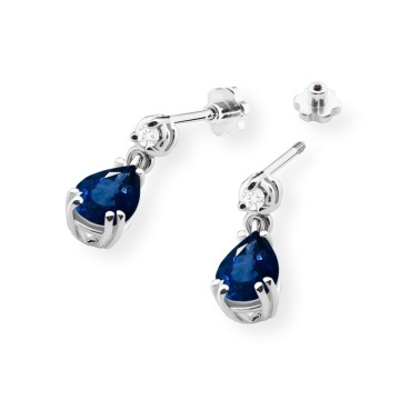 Cercei Aur 14K cu Safir 0.60 ct si Diamante Naturale 0.04 ct Filet cu Protectie - Img 6