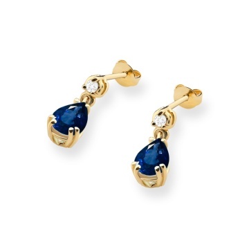 Cercei Aur 14K cu Safir 0.60 ct si Diamante Naturale 0.04 ct - Img 2