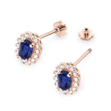 Cercei Aur 14K cu Safir 0.70 ct si Diamante Naturale 0.24 ct Filet cu Protectie - Img 8