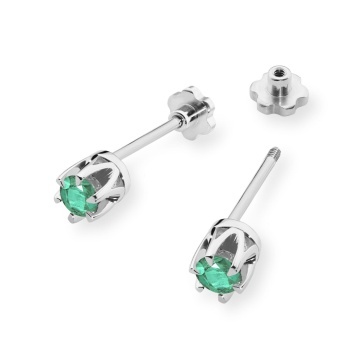 Cercei Aur 14K cu Smarald 0.15 ct Filet cu Protectie - Img 6