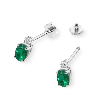Cercei Aur 14K cu Smarald 0.40 ct si Diamante Naturale 0.03 ct Filet cu Protectie - Img 5