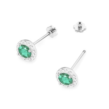Cercei Aur 14K cu Smarald 0.50 ct si Diamante Naturale 0.24 ct Filet cu Protectie - Img 8