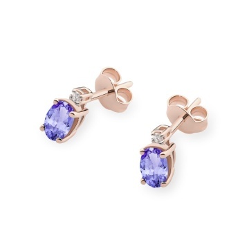 Cercei Aur 14K cu Tanzanit 0.70 ct si Diamante Naturale 0.03 ct Filet cu Protectie - Img 6