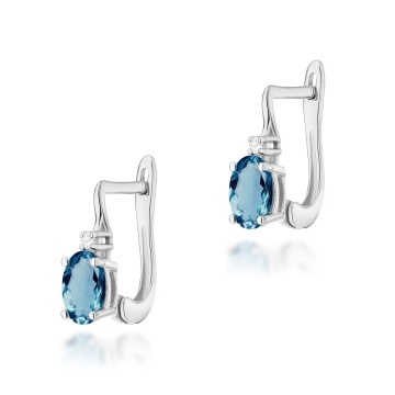 Cercei Aur 14K cu Topaz London Blue 0.50 ct si Diamante Naturale 0.03 ct - Img 5