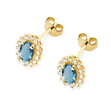 Cercei Aur 14K cu Topaz London Blue 0.50 ct si Diamante Naturale 0.24 ct - Img 2
