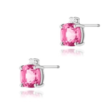 Cercei Aur 14K cu Topaz Roz 1.10 ct si Diamante Naturale 0.03 ct Filet cu Protectie - Img 7