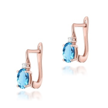 Cercei Aur 14K cu Topaz Swiss 0.50 ct si Diamante Naturale 0.03 ct - Img 5