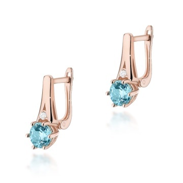 Cercei Aur 14K cu Topaz Swiss 0.50 ct si Diamante Naturale 0.03 ct - Img 5