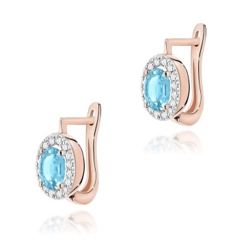 Cercei Aur 14K cu Topaz Swiss 0.50 ct si Diamante Naturale 0.16 ct - Img 3