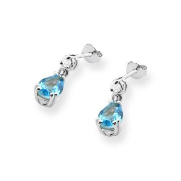 Cercei Aur 14K cu Topaz Swiss 0.90 ct si Diamante Naturale 0.04 ct - Img 5