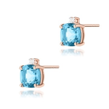Cercei Aur 14K cu Topaz Swiss 1.10 ct si Diamante Naturale 0.03 ct - Img 4