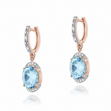 Cercei Aur 14K cu Topaz Swiss 3.00 ct si Diamante Naturale 0.13 ct - Img 3
